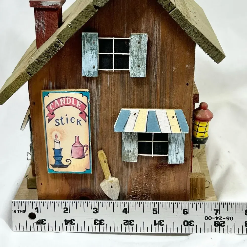 Vintage Wood Mining Town General Store Birdhouse 5x7x9
